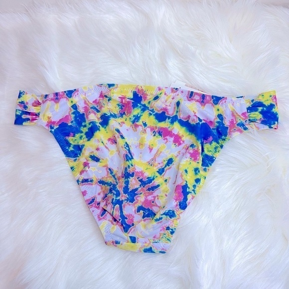 NWT Jessica Simpson Bikini Bottoms with Shirred Sides Tie Dye Print Size Medium - Picture 3 of 12